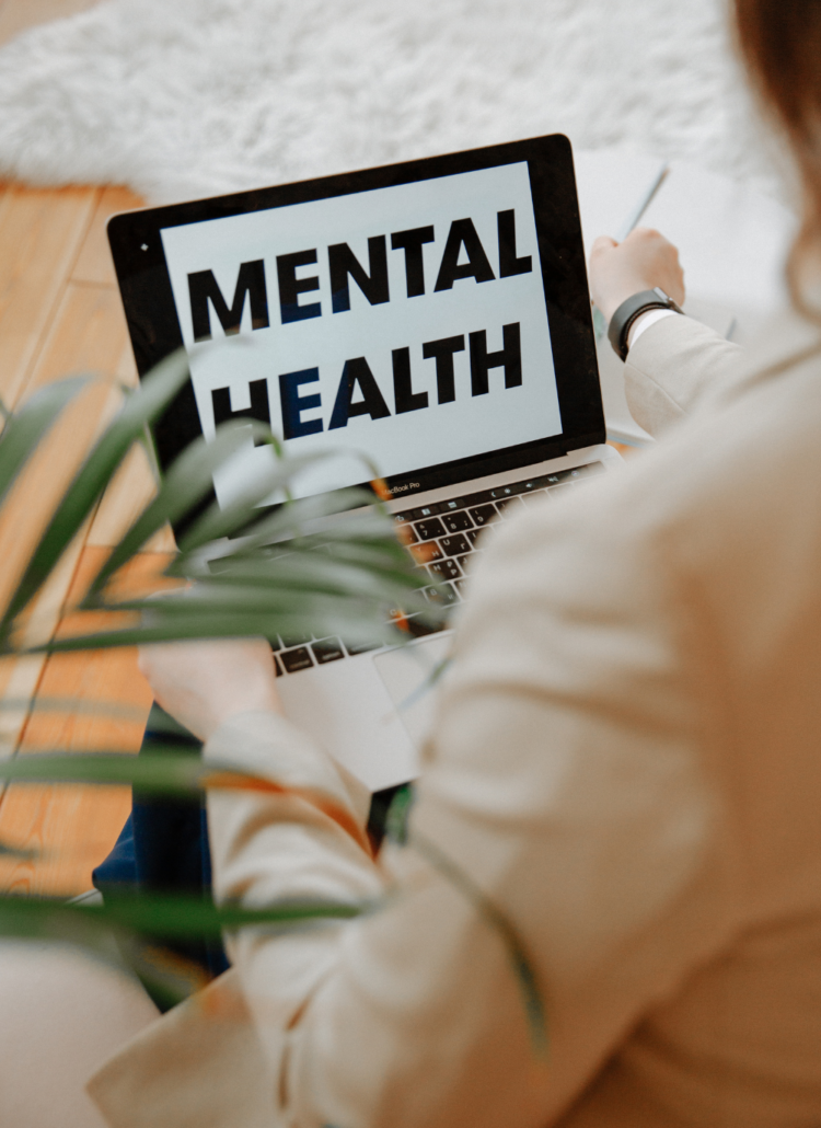 "mental health" displayed on laptop